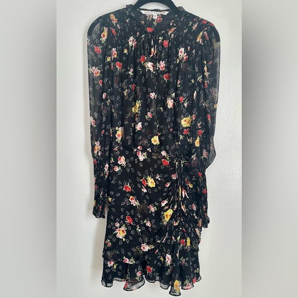 veronica beard 100% silk armeria mini dress | floral long sleeve | size 0 - Picture 2 of 13